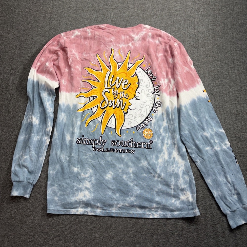 Simply Southern Shirt Long Sleeve Womens Medium Tie Dye Carpe Diem Sunflowers